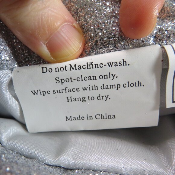 satin glittered silver stocking with glittered snowflakes & solid glitter cuff - Picture 7 of 8